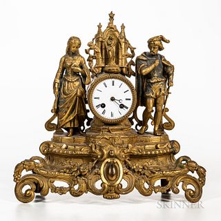 Figural Gilt Mantel Clock