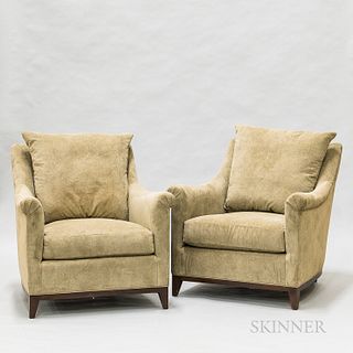 Pair of Hickory Chair Co. Overupholstered "Madeline Looseback" Chairs