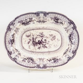 Large Pottery Platter with Floral Design
