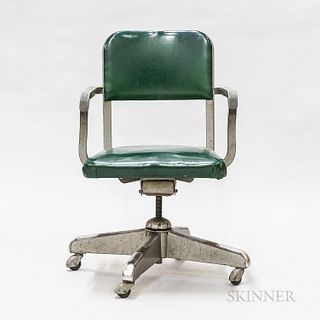Modern Steel and Green Faux Leather Desk Chair