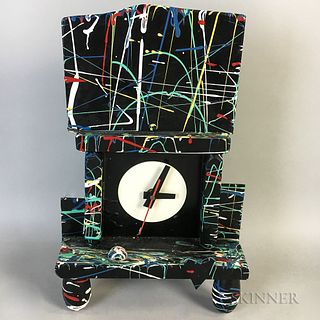 Richard Birkett (American, 20th/21st Century)

Fantasy Clock. Signed and dated "R. Birkett/NYC 87" on the back. Mixed media including wood, paint, pla