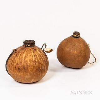 Two New Guinea Lime Gourd Containers