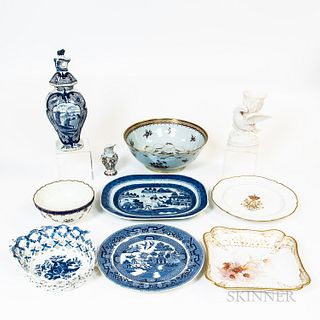Ten Pottery and Porcelain Items