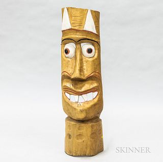 Carved and Painted Wooden Tiki Mask