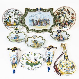 Ten Pieces of French Faience