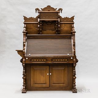 Modern Gothic Walnut Tambour Desk