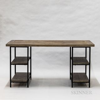 Modern Walnut and Metal Desk