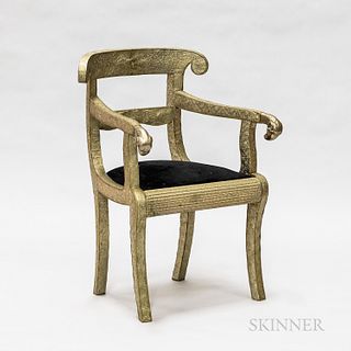 Neoclassical-style Metal-clad Armchair