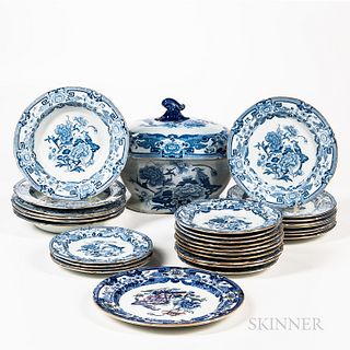 Group of Blue and White Ironstone Tableware