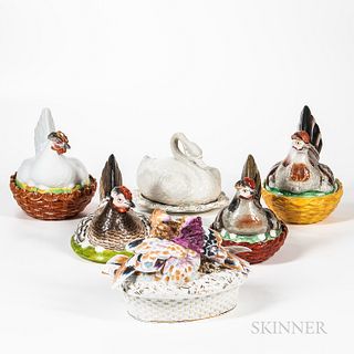 Five Bird-form Ceramic Vessels