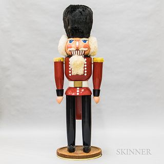 Full-size Carved and Painted Nutcracker Figure in Soldier's Uniform