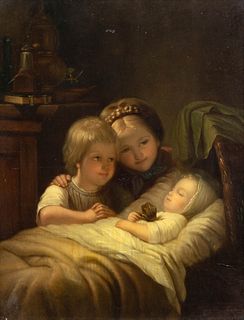 Johann Georg Meyer von Bremen (German, 1813-1886)Adoring the Baby, 1874