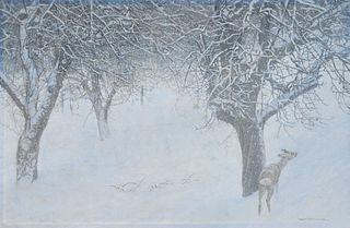 Robert Bateman(Canadian, b. 1930)Old Orchard and Roe Deer, 1988