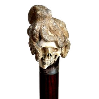 Stag Octopus and Skull Cane