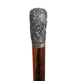 Chinese Export Silver Cane