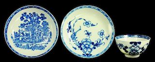 A LIVERPOOL TEA BOWL AND SAUCER AND A LIVERPOOL SAUCER, PHILIP CHRISTIAN, 1765-78 AND SETH