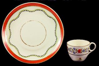 AN ENGLISH PORCELAIN SAUCER DISH, POSSIBLY DECORATED AT MANSFIELD, C1800-03 AND A SIMILAR ENGLISH