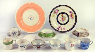 A SMALL QUANTITY OF 18TH AND EARLY 19TH C ENGLISH PORCELAIN  including Worcester, Chelsea, Derby and