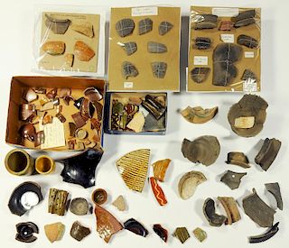 A STUDY COLLECTION OF MEDIEVAL-EARLY 18TH C ENGLISH POT SHERDS  including examples Torksey,