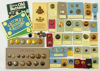A COLLECTION OF 19TH CENTURY ENGLISH GILT OR SILVERED BRASS LIVERY BUTTONS  by various manufacturers