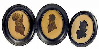 ENGLISH PROFILIST, EARLY 19TH CENTURY - SILHOUETTES OF A LADY AND A GENTLEMAN  two, ink and brown