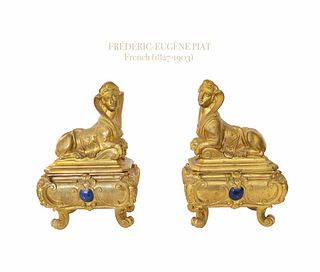 A Pair of Frederic Eugene Piat Gilt Bronze Chenets