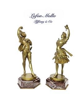 A Pair of Tiffany & Co. Bronze Figures By Lafon Mollo