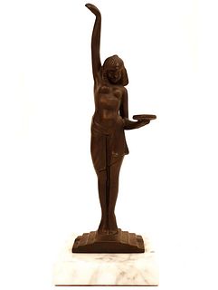 Egyptian Waitress, Vintage Art Deco Bronze Statue