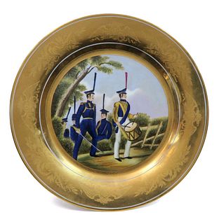RUSSIAN MILITARY HAND PAINTED PORCELAIN PLATE