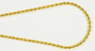 A 9CT GOLD ROPE NECKLET, 9.6G