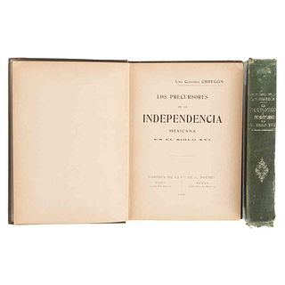 González Obregón. Los Precursores de la Independencia... Siglo XVI / La Inquisición y la Independencia... Siglo XVII. 1ras. ed. Pzs: 2.
