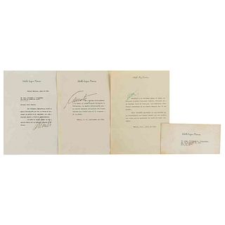 López Mateos, Adolfo / Ruiz Cortines, Adolfo. Cartas Firmadas por Expresidentes de México. México, 1959, 1960, 1972. Pzs: 4.