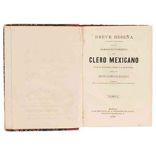 Rodríguez Escandón, Aristeo. Breve Reseña de la Vida Pública... de los Miembros... del Clero ... México, 1892. 1a. ed. 51 láms.