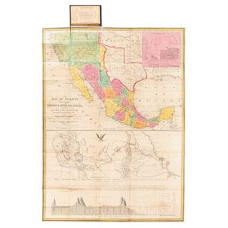 Mitchell, Samuel Augustus. Map of Mexico... Philadelphia, 1847. Mapa coloreado. Ilustra el Progreso de la Guerra de 1847.