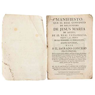 Ladrón de Guevara, Balthazar. Manifiesto que el Real Convento de Religiosas de Jesús María de México. México: 1771.
