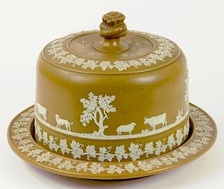 A DUDSON BROWN STONEWARE CHEESE DISH AND COVER, LATE 19TH C