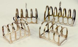 FOUR SILVER TOAST RACKS, VARIOUS MAKERS AND DATES, EARLY-MID 20TH C, 7OZS