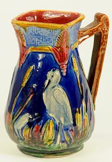 A MAJOLICA AESTHETIC JUG INCISED MADE IN ENGLAND, C1890