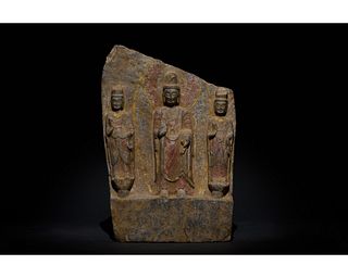 CHINESE NORTHER WEI STONE PANEL WITH DEPUCTION OF BUDDHA