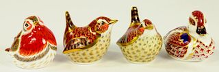 FOUR ROYAL CROWN DERBY PAPERWEIGHTS - BIRDS