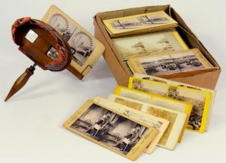 PHOTOGRAPHS.  AN EXTENSIVE COLLECTION OF APPROXIMATELY ONE HUNDRED AND FIFTY VICTORIAN STEREO CARDS,