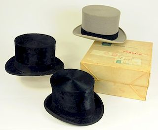 TWO TOP HATS AND A GREY TOP HAT