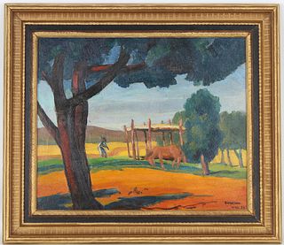 Swanson, Signed 20th C. Painting with Horse