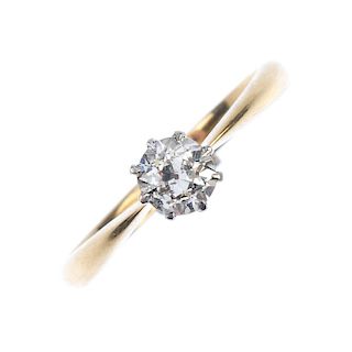 An interchangeable diamond single-stone ring, stickpin and stud. Comprising an old-cut diamond singl