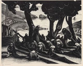 CLARE LEIGHTON (1898-1989) PENCIL SIGNED WOOD ENGRAVING