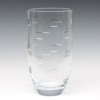 A CUBIST INFLUENCE WATERFORD CRYSTAL VASE