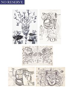 A GROUP OF FIVE DRAWINGS BY LEONID LAMM (RUSSIAN 1928-2017)