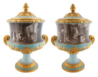 A PAIR OF RUSSIAN IMPERIAL CRATER VASES, IMPERIAL PORCELAIN FACTORY, ST. PETERSBURG, PERIOD OF ALEXANDER II (1855-1881), POSSIBLY BASED ON DESIGN BY A