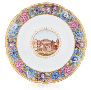 A RUSSIAN PORCELAIN CABINET PLATE, IMPERIAL PORCELAIN FACTORY, PERIOD OF PAVEL I, 1796-1801