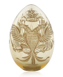 A RUSSIAN MONOGRAMMED GLASS EASTER EGG, IMPERIAL GLASS FACTORY, ST. PETERSBURG, PERIOD OF ALEXANDER I (1777-1825)